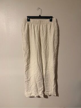 Abercrombie & Fitch Cream Elastic Waist Linen Pants Size Large